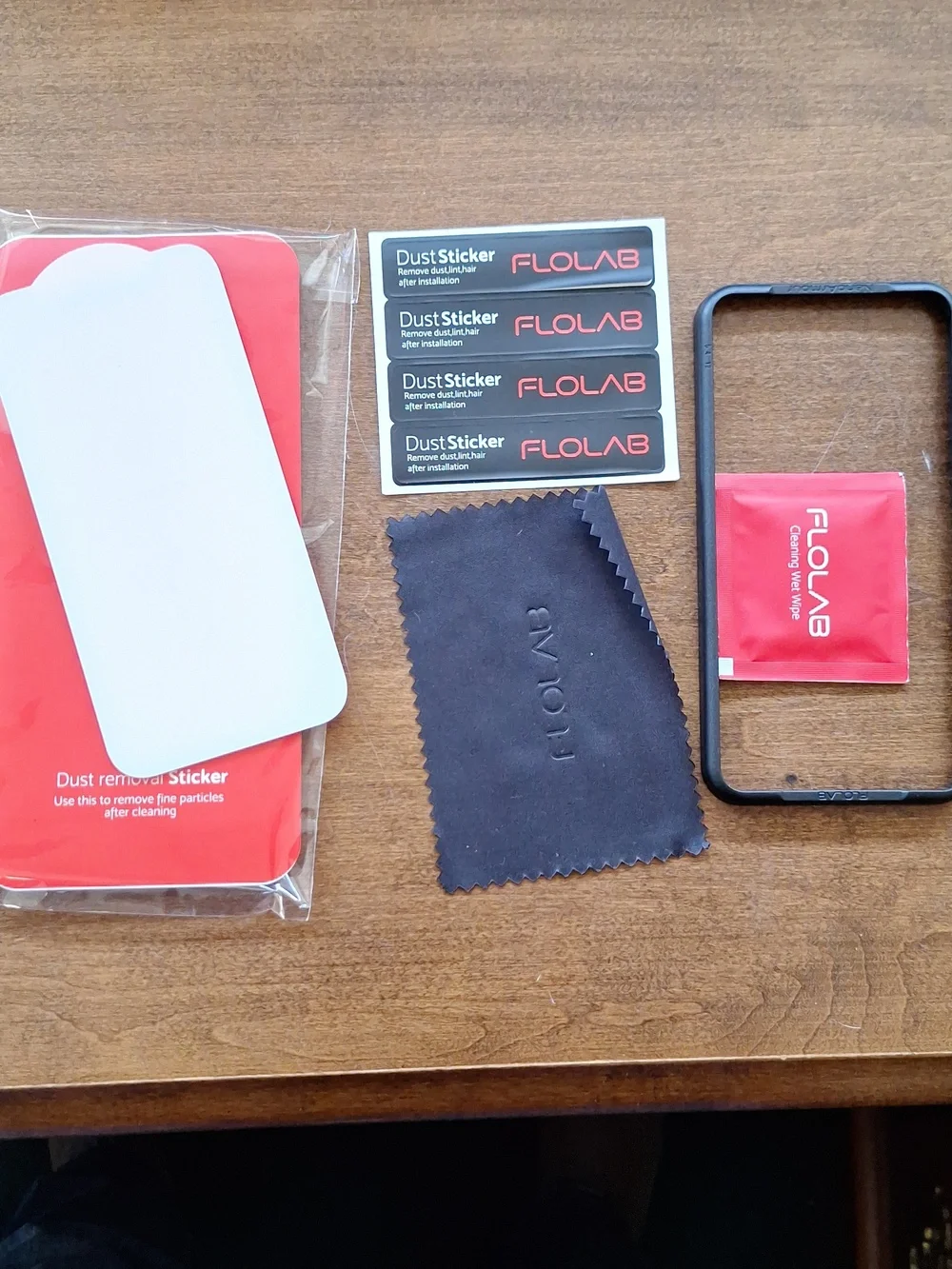 Flolab Red NanoArmour Screen Protector Kit, Installation Frame, Iphones 13s & 14